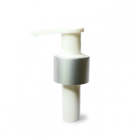 Pompe blanche avec bague argent mat